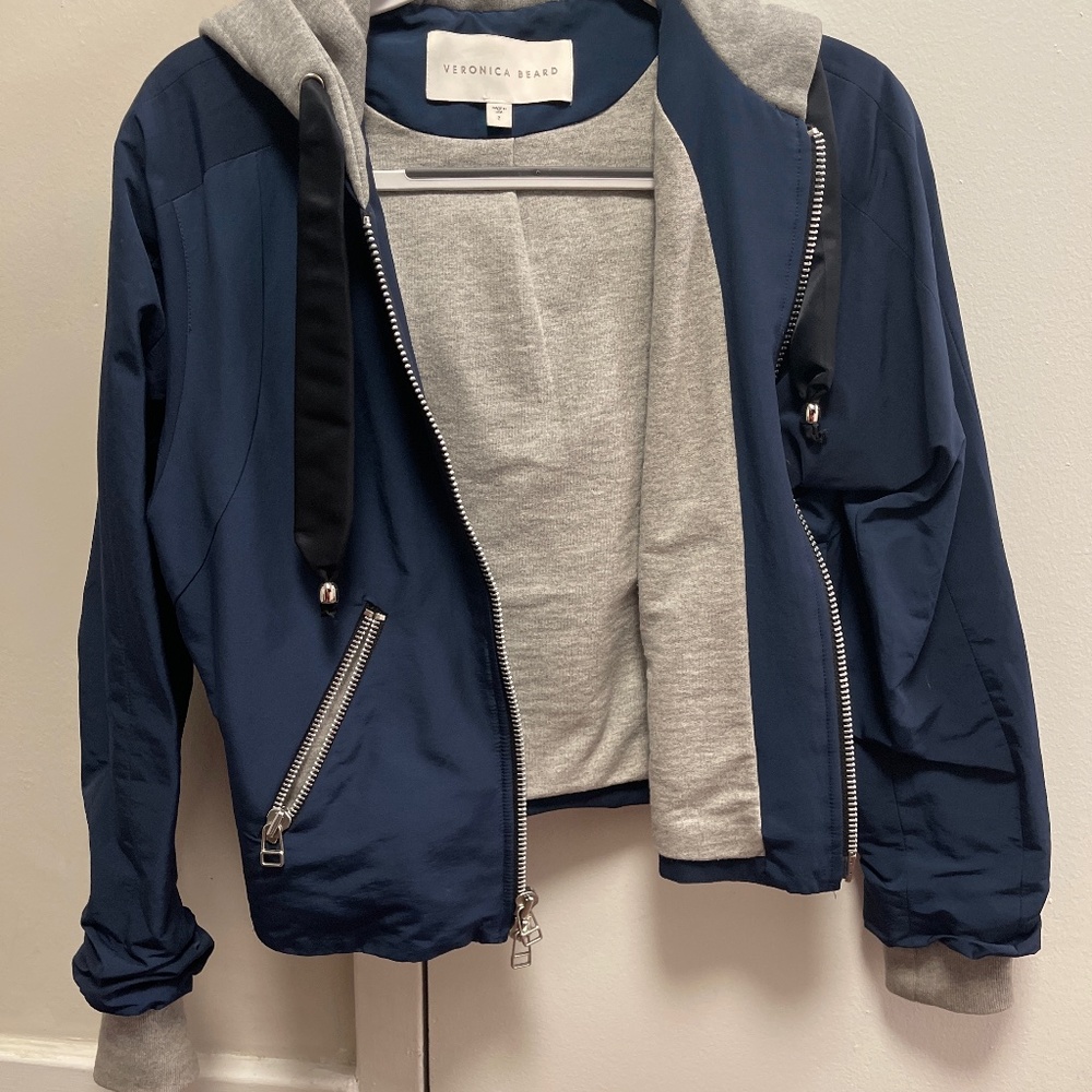 Veronica beard navy lined bomber jacket